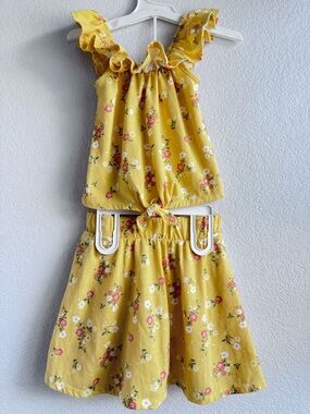 btween Yellow Floral Ruffle Tank & Skort Set. Size 6.